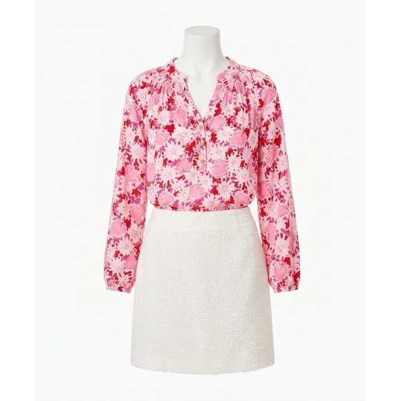 LILLY PULITZER Tops - NEW LILLY PULITZER elsa silk top in coconut dear heart